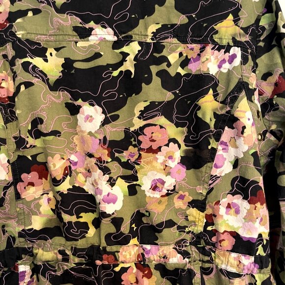 Erin London Jacket women's Size Medium Zip Up Floral Camouflage - Picture 7 of 11